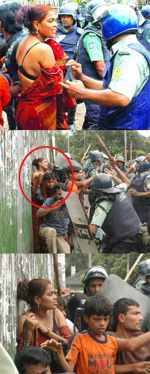 Hartal Nudity: Police tears off tops of a female AL activist