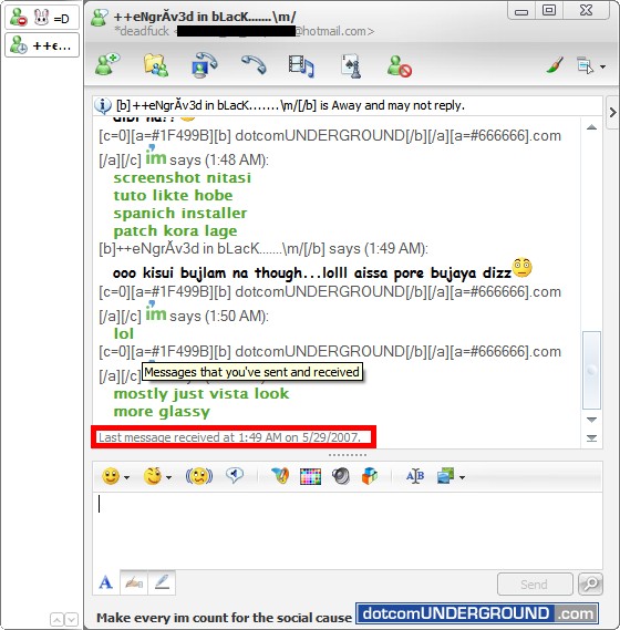 Windows Live Messenger 8.5 - Last Message Received