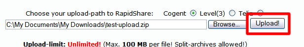 RapidShare Upload Button