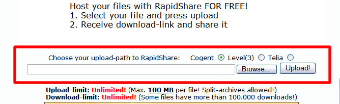 RapidShare Upload Form