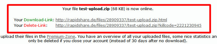 RapidShare Upload Links