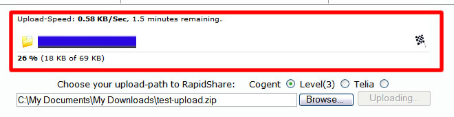 RapidShare Upload Staus