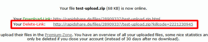 RapidShare Delete Link