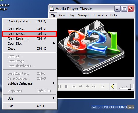 Media Player Classic - Open DVD