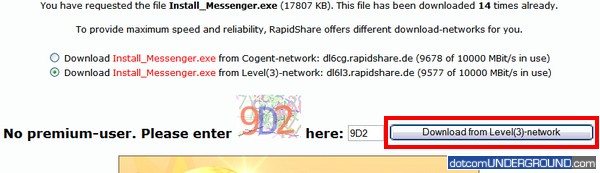 RapidShare.de Download Button