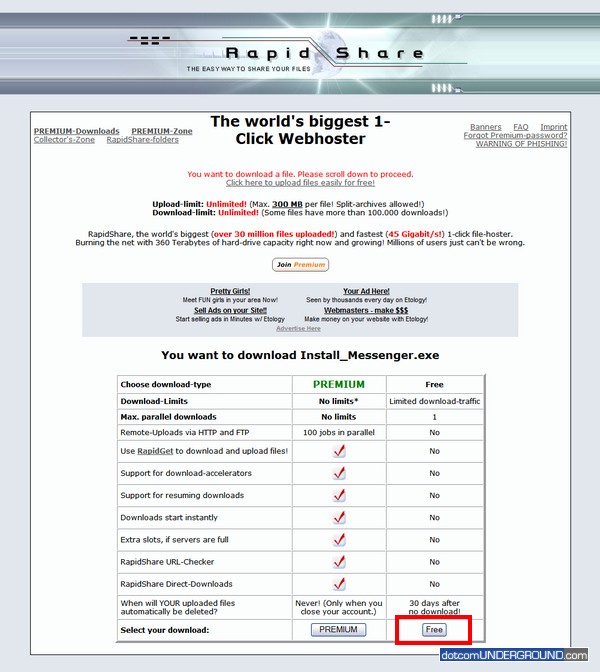 RapidShare.de Free Button