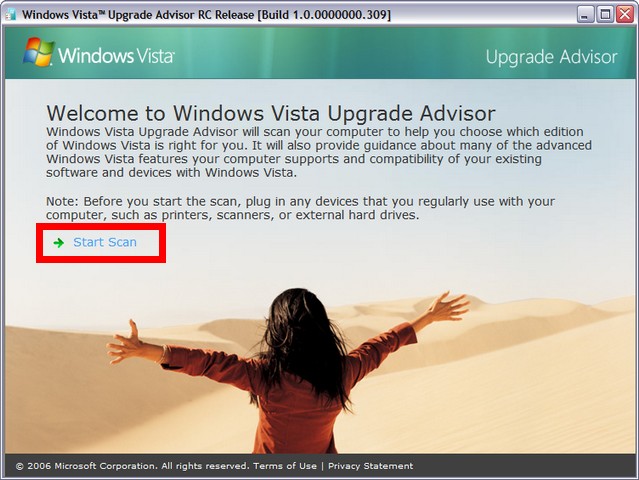 Windows Vista Advisor Start Scanning
