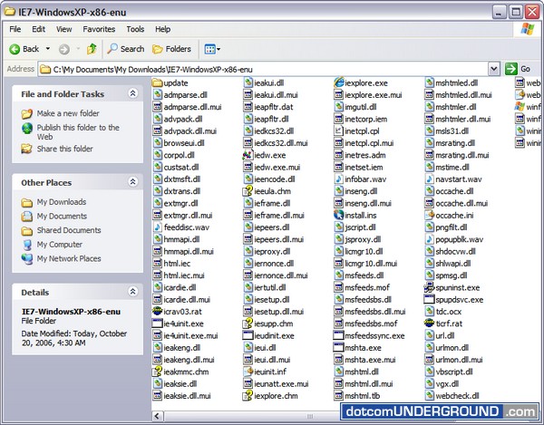 Internet Explorer 7 Extracted Files
