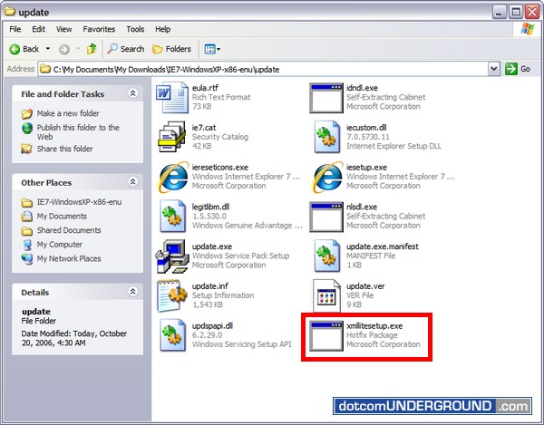 IE7 xmllitesetup.exe