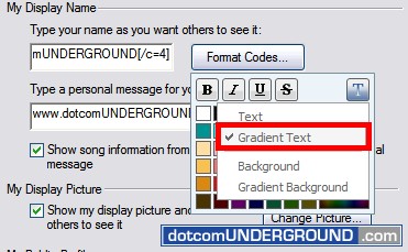 Windows Live Messenger - Gradient Text Mode