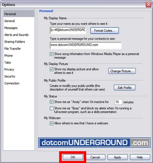 Windows Live Messenger - Ok Button