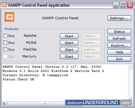 XAMPP Control Panel