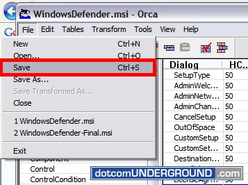 Orca - WindowsDefender - Save MSI