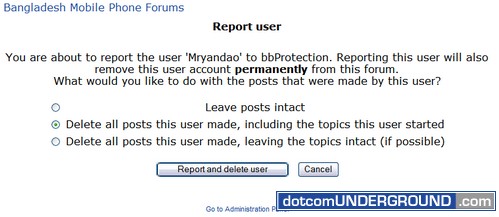 bbProtection - Spam Report Options
