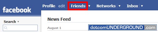 Facebook - Friends Menu