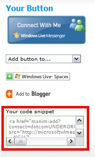 MSN Messenger Button Code