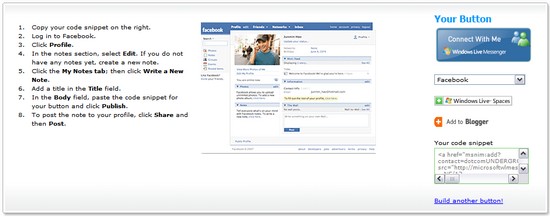 MSN Button on Facebook