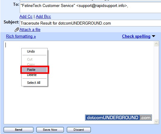 Traceroute from Windows: Paste Traceroute Result