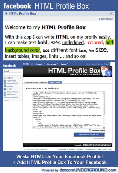 Facebook HTML Profile Box: Put HTML Codes On Facebook Profile