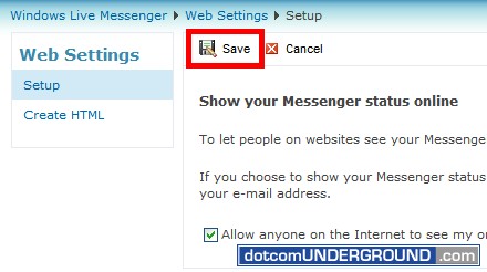 Web MSN - Save Button