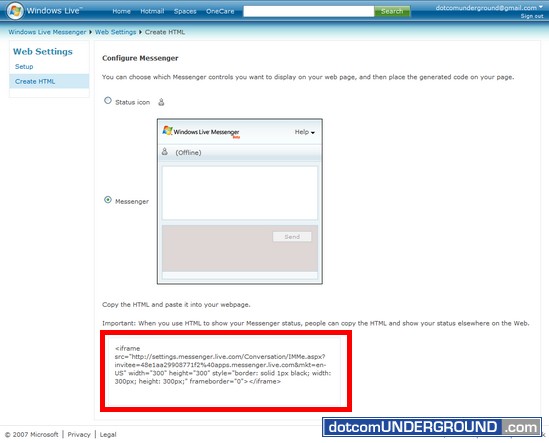Web MSN Messenger - HTML Code