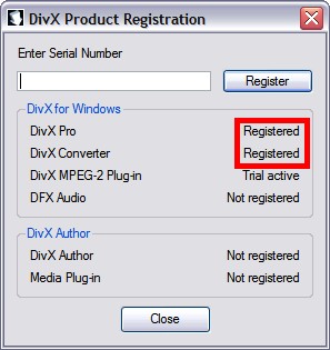 DivX Pro Activated