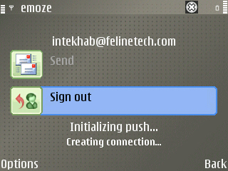 Nokia E61i - emoze push mail (connecting)