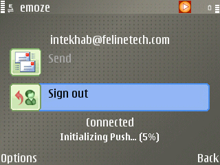 Nokia E61i - emoze push mail (initializing push)