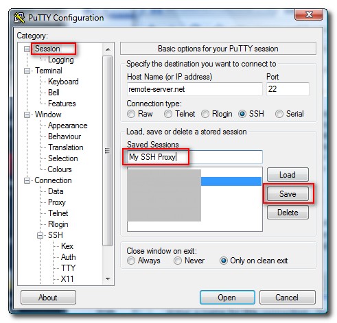 PuTTY - My SSL Proxy