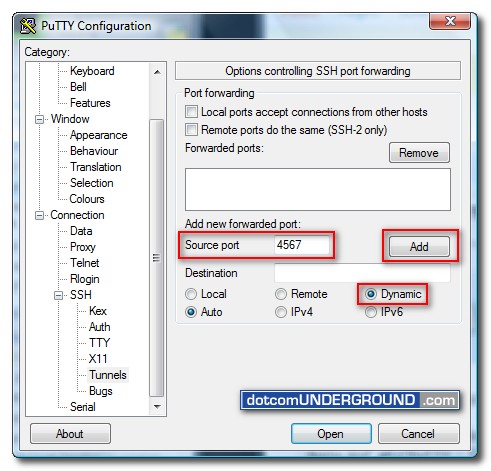 PuTTY - Port Forwarding