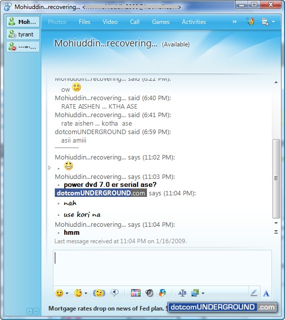 Tabbed chat on MSN Messenger 2009