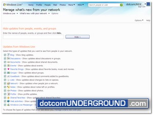 Windows Live - Manage whats new from your network