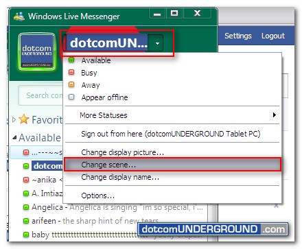 How to change MSN Messenger Scene