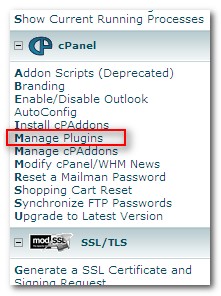 WHM - cPanel - Manage Plugins