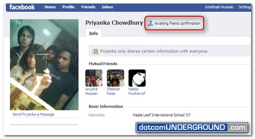 Facebook - Awaiting friend confirmation