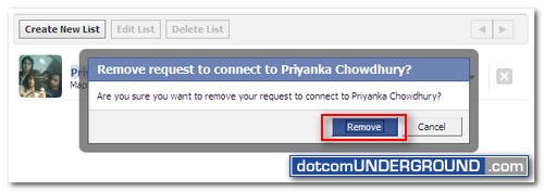 Facebook - Confirm Friend Request Removal