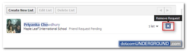 Facebook - Remove Friend Request