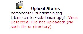 Virus Detected - File not Uploaded