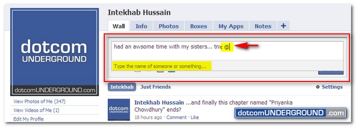 facebook status tagging