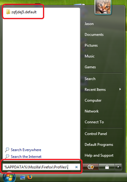 Firefox Profile Folder - Vista